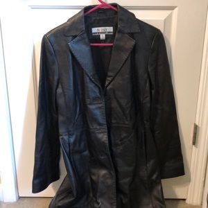 Beautiful long leather jacket. So comfortable!